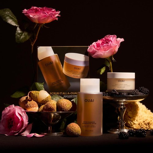 OUAI Hair Care Set - Clarifying Shampoo & Exfoliating Scalp Scrub - Deep Cleansing & Travel Size (2 Count)