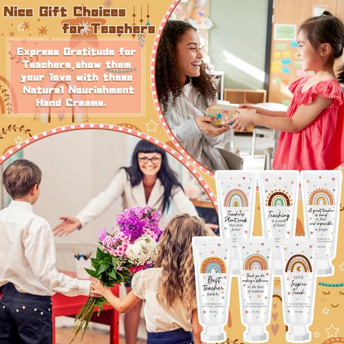 Dansib 12 Pcs Teacher Appreciation Gift Bulk Hand Cream Boho Rainbow Teacher Employee Staff Appreciation Hand Lotion Team Gift Bulk Travel Size Lotion Cream Moisturizing for Women Men Coworkers
