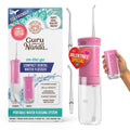 GuruNanda Valentine's Day Special Compact Water Dental Flosser, Portable Travel Size Oral Irrigator Flosser with Collapsible 180 ml Tank, Smart Timer, 4 Flossing Modes, TSA-Friendly - Pink