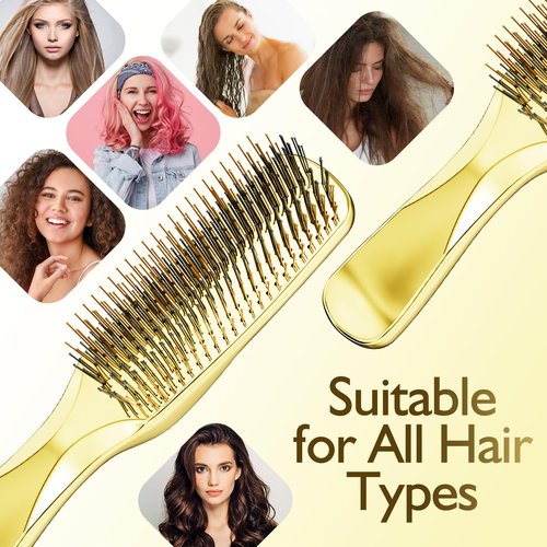 Daily Gard Detangling Hair Brush, Dry and Wet Detangler Hair Brush for Women and Men, Massager Scalp Brush for Straight//Long/Fine Hair, Gold