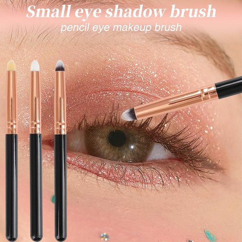 Urtlia Professional Small Pencil Eyeshadow Brush 8Pcs for Eye Shadow Eyeliner Smudge Blending Precision Perfect Cut Crease Makeup Brushes Tool Set（Black-EA01）