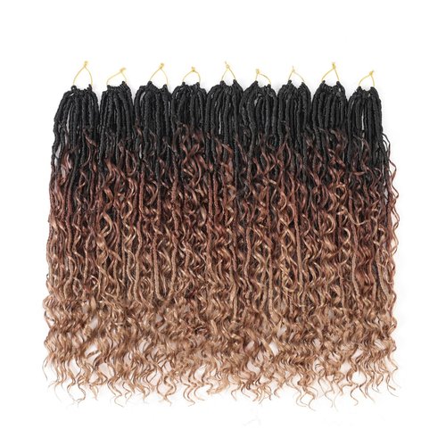 9 Packs Crochet Hair 18Inch Goddess Locs with Curly Ends Long Bohemian River Pre Looped Crochet Hair for Black Women(18inch,1B/30/27)