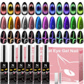 noirwhite Cat Eye Gel Nail Polish, 12 Colors Sparkly Glitter 9D Chameleon Magnetic Nail Polish Set with Magnet Base Top Coat Soak Off LED UV Nail Art DIY Manicure Home Salon Gift for Women