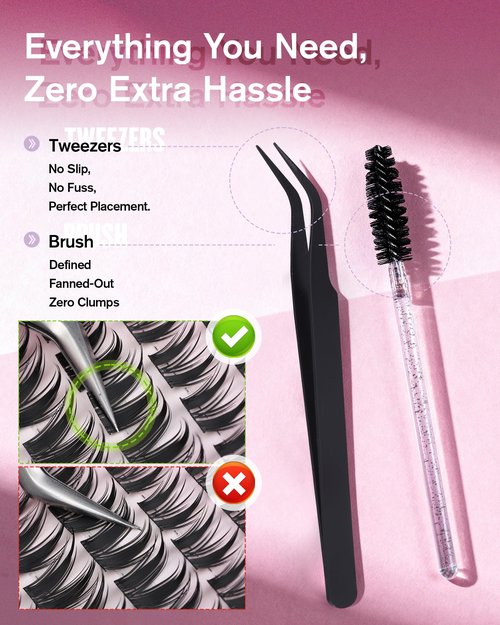 EYDEVRO Manga Lash Clusters Kit Fairy Eyelash Clusters Kit Wet Look Anime Cluster Eyelash Extensions Kit 10-16mm Natural Wispy DIY Lash Extension Kit Waterproof Lash Bond and Seal Tweezers Brush