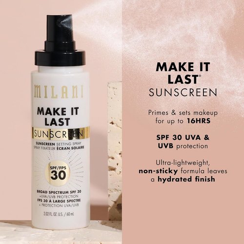 Milani Sunscreen Setting Spray - SPF 30 Face Primer with Antioxidant Protection | 2.02 Fl. Oz