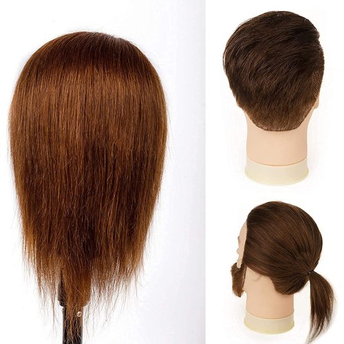 Stancia Mannequin Head, Male Mannequin Head Especially for Barber, Training Head with 14” 100% Human Hair, Manikin Head for Hair Styling and Practice (with Beard)