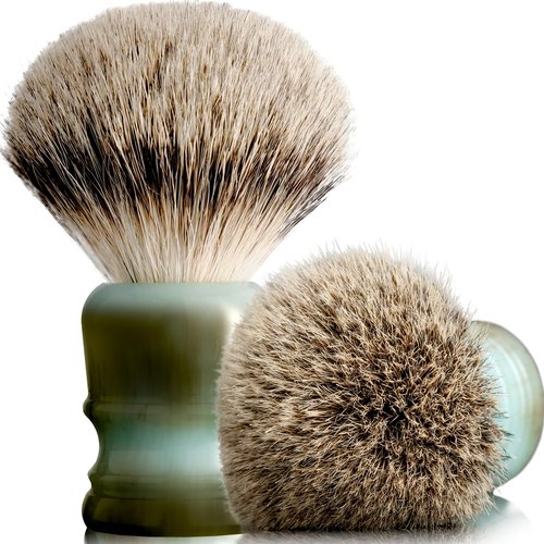 Lather & Wood Shaving Brush for Men- Premium 100% Badger Hair - High End Blue Agate Resin Handle