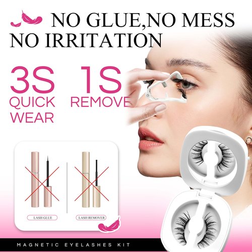 VEYESBEAUTY Magnetic Eyelashes with Applicator Reusable Magnetic Lashes Natural Look No Glue Needed False Eyelashes, AnimeWink Lashes Kit Easy to Wear and Remove
