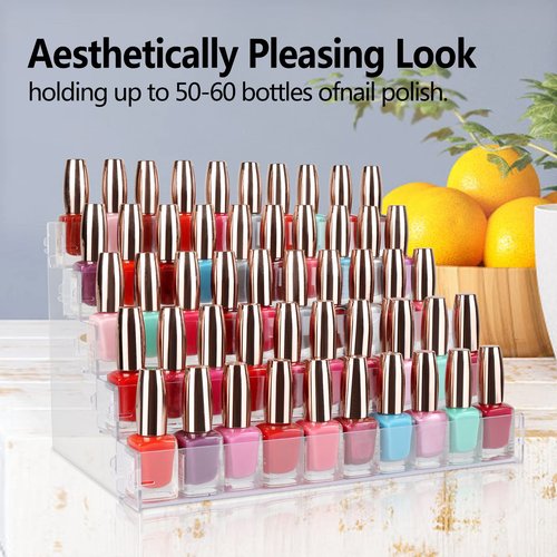 BVANQ Sunglasses Organizer Countertop Stand, 5 Tier Sunglass Holder Display Rack, Nail Polish Organizer Acrylic Display Stand, Assembly Required