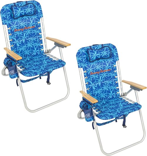 Tommy Bahama Folding Beach Chair - 4-Position Lace-Up Suspension - 17" Seat Height - Portable & Comfortable