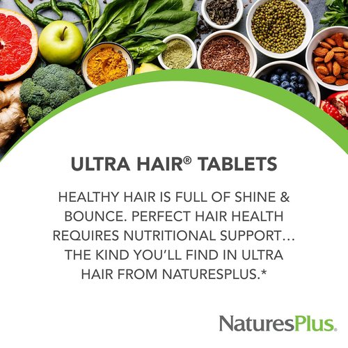 NaturesPlus Ultra Hair Tablets - Supports Healthy Hair Growth for Men & Women | 90 Sustained Release Tablets (Pack of 2)