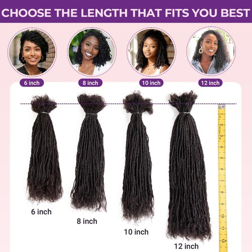 8-12 Inch Sister locks Human Hair Handmade Interlock Locs Curly Tips Sister Loc Real Human Hair Microlocs Extensions Permanent Dreadlock Extensions Natural Soft Looking (0.2cm,10 Inch-20 Strands)