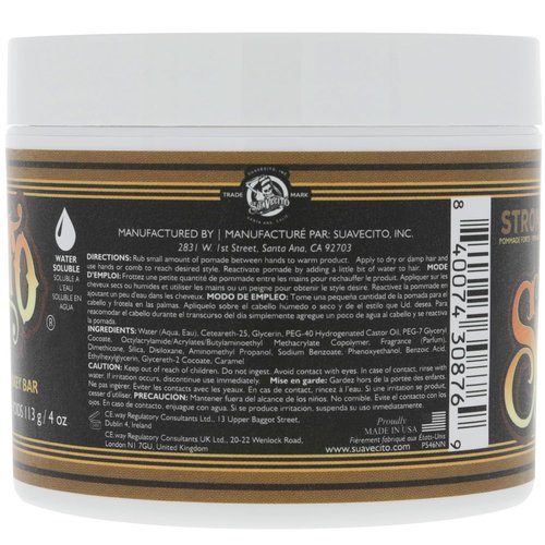 Suavecito Pomade Firme Hold - Whiskey Bar Scent 4 oz | Strong, Flake-Free Hair Gel for All Styles