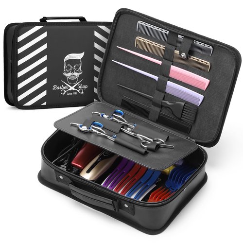 Segbeauty Barber Carrying Case, 11.8 x 8.5in Hair Styling Travel Tool Bag, Professional Salon Hair Cutting Grooming Kit Storage Organizer for Clippers, Scissors, Barber Supplies