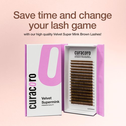 Curacoro Brown Super Mink Lashes Extensions - Multi Selections from 0.03 to 0.07, C CC D Curl, 7-15mm Length Mixed Tray Silk Eyelashes, Individual Eyelash Extensions