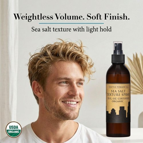 Seattle Pomade Co. Organic Sea Salt Spray - Natural, Non-GMO & Vegan Hair Styling | 8 fl oz