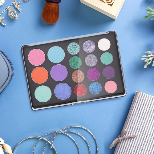 Skiennix Magnetic Makeup Palette - Empty Eyeshadow Storage Box with 60 Adhesive Stickers | 7.87” x 5.51”