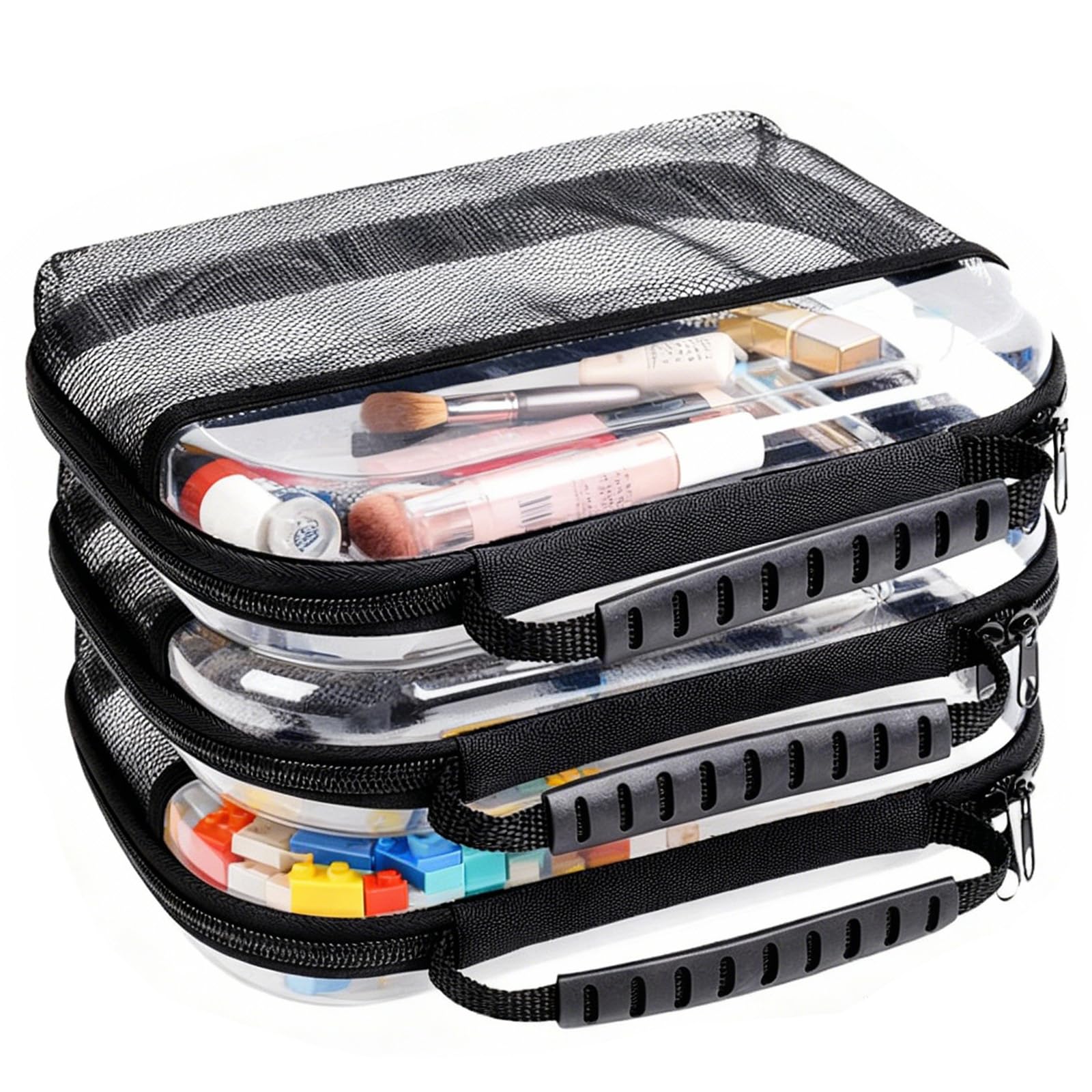 XULIONTS 3PCS Clear Hard Plastic Zipper Case, Portable Cosmetic Bag with Double Zipper, Waterproof Clear Toiletry Bag, Clear Hard Shell Zipper Case, Diaper Bag Organizing Pouches, Travel Toiletry Bag
