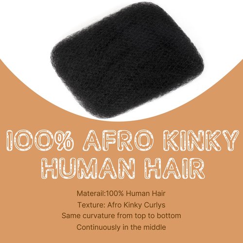 Mibeke Afro Kinky Bulk Human Hair, 4C Afro Kinky-Curly Bulk Human Hair for Twist Mini Twists Braiding and Dreadlock Extensions 50g/Pack (1B, 16 Inch)