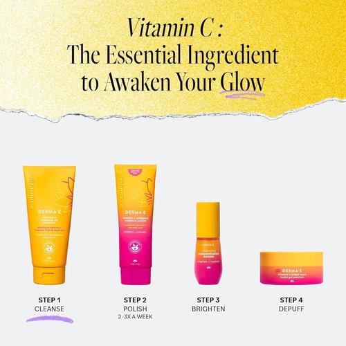 Derma E Vitamin C Foaming Oil Cleanser - 2-in-1 Oil-to-Foam Face Wash, 6 Fl Oz | Brightens & Nourishes Skin