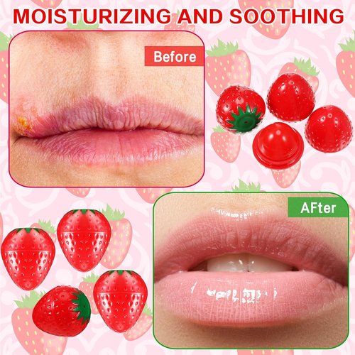 Skiennix Strawberry Lip Balm - 12 Pcs Moisturizing & Plumping Hydrating Protectors | Perfect Valentine's Gift