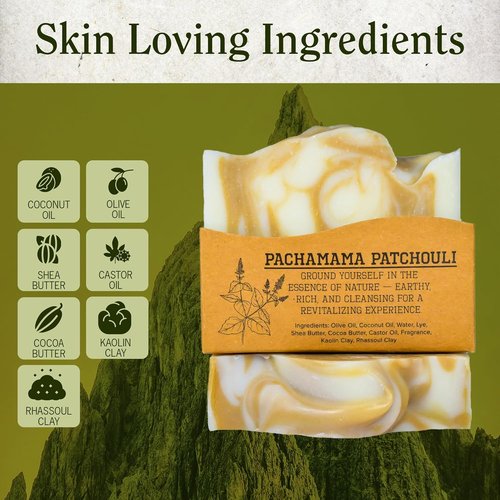 CompassSoap Pachamama Patchouli Bar Soap - Natural & Gentle Lather for Men & Women | 5 oz, Pack of 2