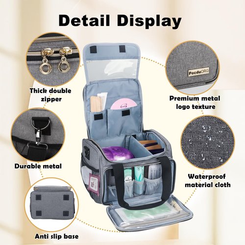 POCDUORG Waxing Kit Carry Bag Compatible with Tress Wellness - Portable Organizer for Wax Warmer, Wax Beans, Pre & After Wax Sprays, and Accessories - Only Bag (Light Gray)