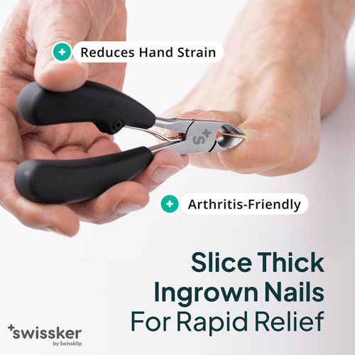 Swissker by Swissklip Heavy Duty Toenail Clippers for Men and Women – Professional Ergonomic Large Toe Nail Cutter & Trimmer for Thick Nails Seniors, Long Handle Toe Nail Clipper