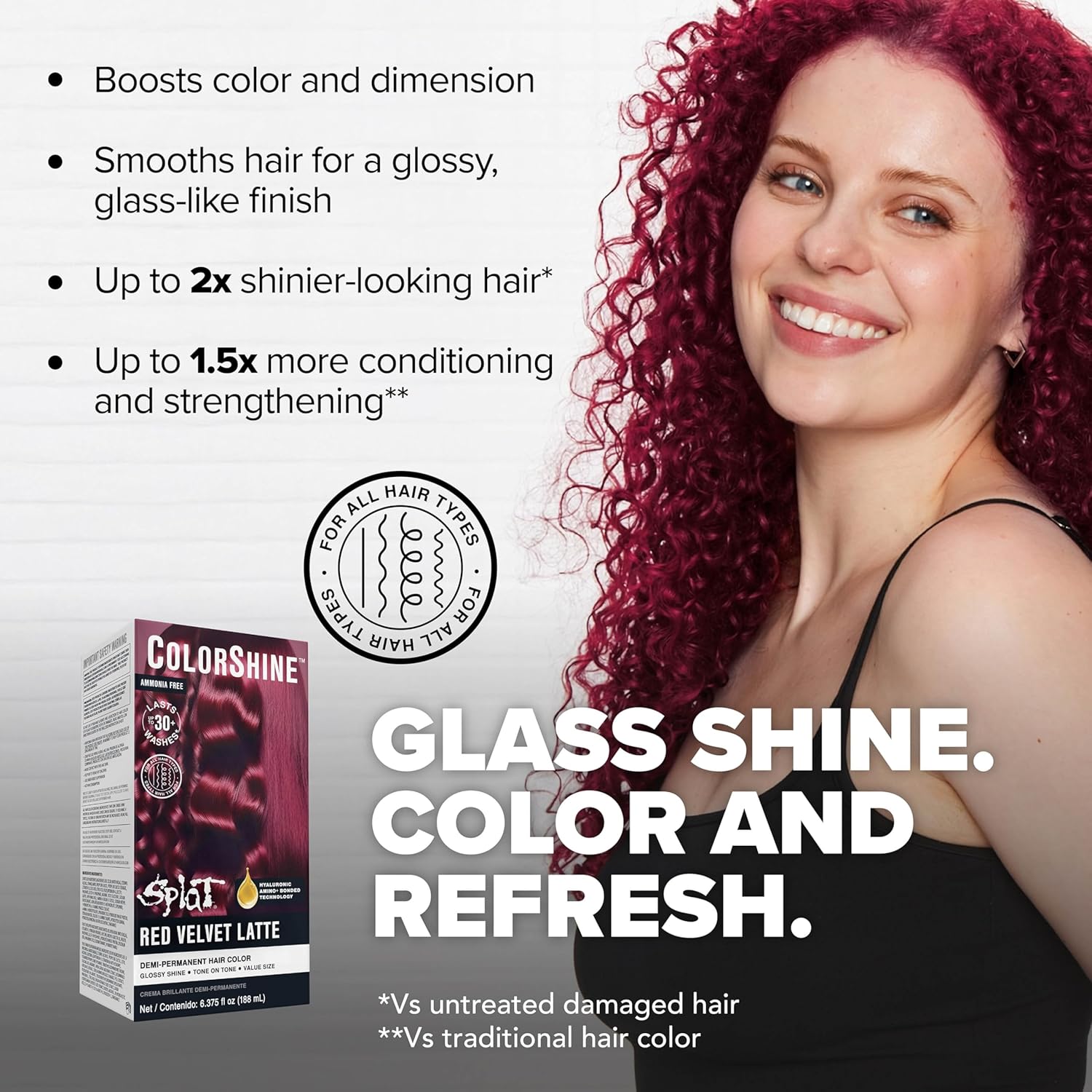 Splat ColorShine Demi-Permanent Hair Color - Vibrant Red Velvet Latte Shade, Long-Lasting Formula