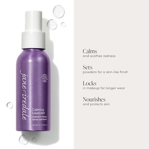 Jane Iredale Calming Lavender Hydration Spray - Natural Moisture-Locking Facial Mist for Soothing Redness & Makeup Setting | Vegan, Gluten-Free