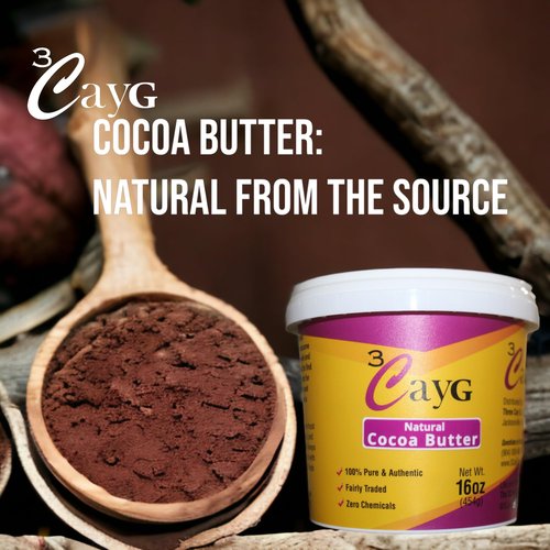 3CAYG Natural Cocoa Butter 1LB Raw Unrefined- Luxurious Skin Moisturizer and Hair Conditioner