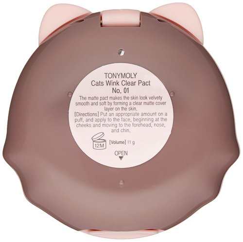 TONYMOLY Cats Wink Clear Pact - Lightweight Clear Skin Powder for Flawless Finish | 01 Clear Skin
