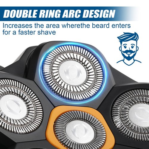 2 pcs Magnetic buckle 6 Blade head shaver Replacement heads Compatible with Wyklaus Redbreak Detona DOAO head shaver