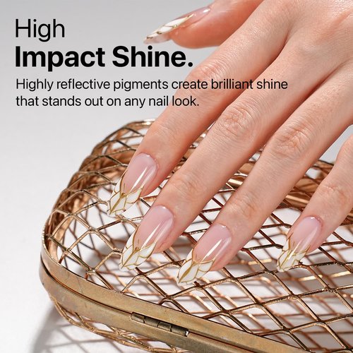 SXC Cosmetics Gel Liner Nail Art Set – Gold & Silver 2pcs Gel Liner Nail Art Chrome 3D High-Gloss Effect for Nail Paint Design with Thin Brush DIY French Manicure Curing Requires