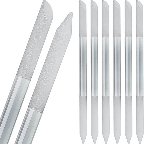 Maitys 6 Pieces Glass Cuticle Pusher Glass Cuticle Stick Set Double Sided Crystal Nail Files Precision Manicure Pedicure Pusher Tools(Dark Gray)
