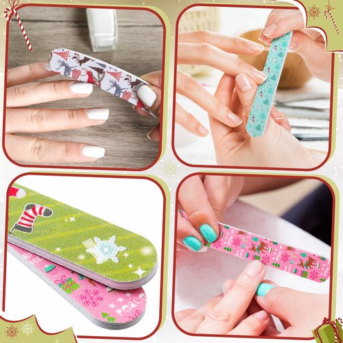 Lanties 45 Pack Christmas Nail Files Gifts Bulk Holiday Emery Boards Double-Sided Christmas Party Nail Files Bulk Stocking Stuffers Christian Gifts for Women Customers Coworkers Staff(Santa)