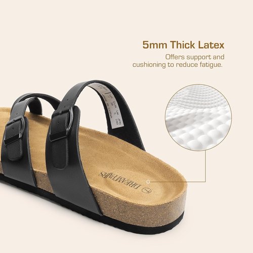 DREAM PAIRS Women's Thong Slide Sandals - Comfortable Cork Footbed | Open Toe Summer Slippers