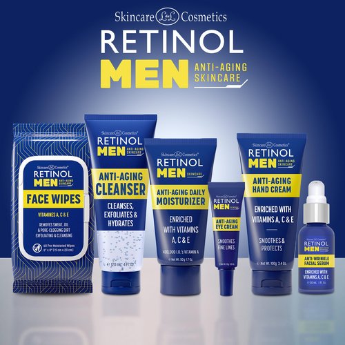 LIVAURA Retinol Men’s Individually Wrapped Wipes, Large Face and Body Wet Wipes with Micellar Water and Vitamins A-C-E, 30 Travel Essentials