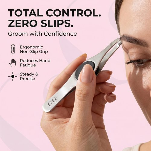 Cocos Closet Precision Tweezers for Women Facial Hair - Stainless Steel Tweezers for Women and Men - Ideal for Eyebrow Shaping and Hair Removal - Slanted Tips, Durable and Ergonomic Grip Design