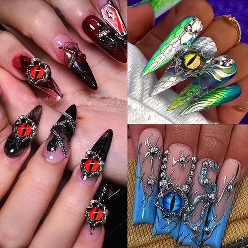 150Pcs Eye Nail Charms, Eyeball Charms for Nails, Dragon Eye Nail Charms, Animal Eyes Beads Decoration for Acrylic Nails, 3D Jewels Accessories for Nail Art Supply Manicure, Dolls, Halloween DIY Craft