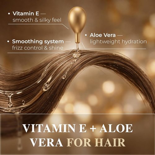 Skiennix Vitamin E Capsules - 2-in-1 Leave-In Anti-Frizz Hair Serum & Face Glow - 60 Lightweight, Non-Greasy Capsules