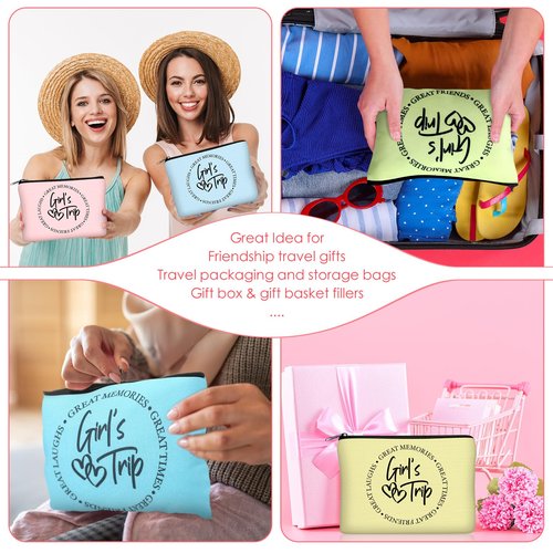 Reginary 9 Pcs Girls Trip Gifts Favors Girls Trip Makeup Bags Toiletry Cosmetic Bag Bestie Friendship Gifts for Women Wedding Bachelorette Mother's Day Party Favors