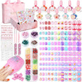 Kids Nails and Nail Polish for Girls, 144 Mini Press On for Kids, 12 Non-Toxic Nail Polish, Dryer, Gems Stickers, Cute Nail Stuff Gift for Girls Age 8-12