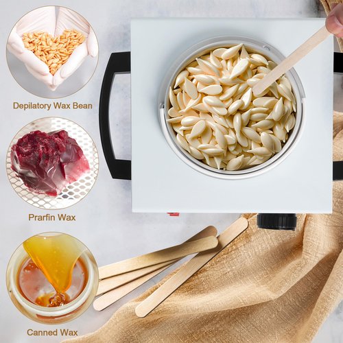 Podoy Wax Warmer for Hair Removal, Professional Single Wax Warmer Pot Melter Heater with Adjustable Temperature Set, Home Spa & Salon Electric Waxing Machine with 200pcs Sticks