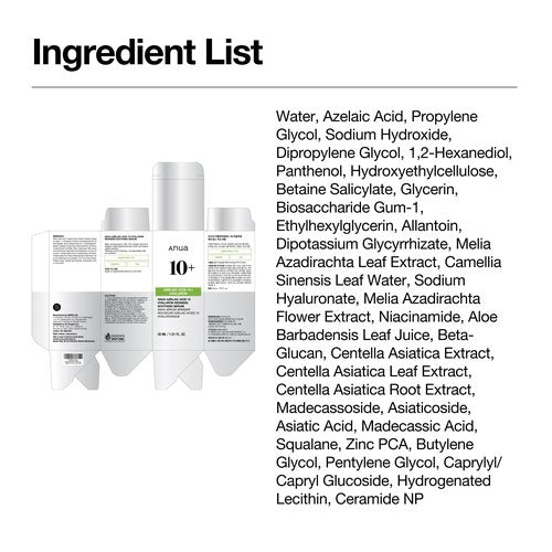 Anua Azelaic Acid 10 Hyaluron Redness Soothing Serum, Facial Serum for Blemish-Prone & Sensitive Skin, Lightweight & Hydrating Blemish Care, Hyaluronic Acid, Korean Skincare, 1.01 fl oz.