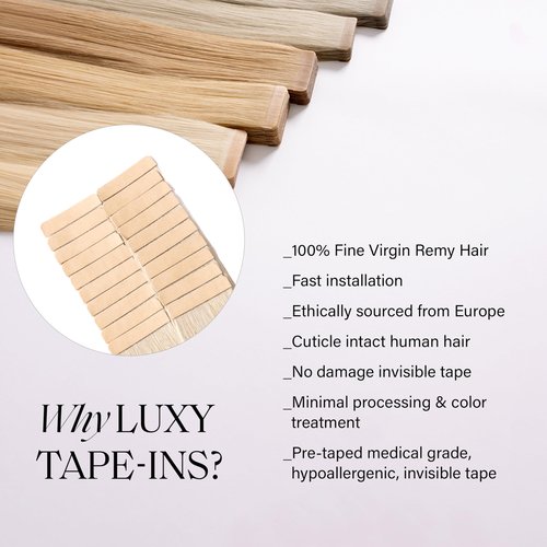Luxy Tape-In Hair Extension Collection 16", 50g, Beige Blonde, 20 pieces