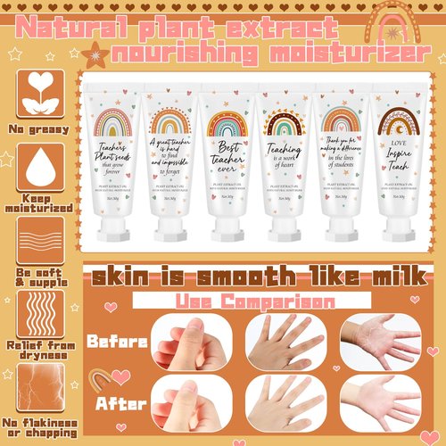 Dansib 12 Pcs Teacher Appreciation Gift Bulk Hand Cream Boho Rainbow Teacher Employee Staff Appreciation Hand Lotion Team Gift Bulk Travel Size Lotion Cream Moisturizing for Women Men Coworkers