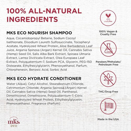 MKS Eco Nourish Shampoo & Hydrate Conditioner Set - Moroccan Argan Oil, Vegan, 10 fl oz Each