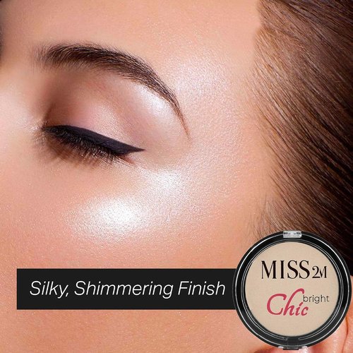 Regine Switzerland Chic Bright Powder Highlighter - Shimmery Illuminator in 42 Bright Peach, 0.33 Oz