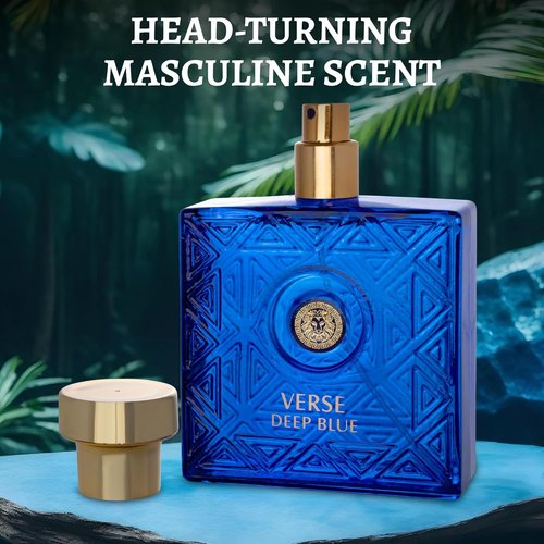 NovoGlow Verse Deep Blue Eau de Parfum Spray for Men | Casual Daily Cologne - 3.4 Oz Bottle, Perfect Gift for Any Occasion
